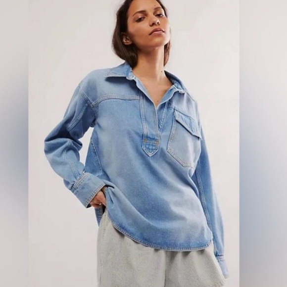 We The Free Leah Denim
Pullover Womens NWOT Free People Light Wash Denim Jacket - Picture 13 of 14